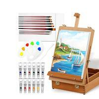 Без бренда «Набор подарочный «Две картинки» 27 предметов: этюдник 35 см из бука, краски акрил 12x12 мл, 2 холста 22x30 на мдф, 10 кистей, мастихин, палитра» в Тольятти в интернет-магазине Без бренда «Набор подарочный «Две картинки» 27 предметов: этюдник 35 см из бука, краски акрил 12x12 мл, 2 холста 22x30 на мдф, 10 кистей, мастихин, палитра» в Тольятти