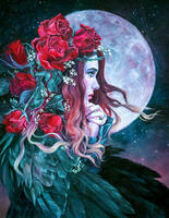 Без бренда «Девушка с розами в волосах на фоне луны» в Тольятти в интернет-магазине Без бренда «Девушка с розами в волосах на фоне луны» в Тольятти