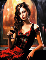 Без бренда «Обворожительная брюнетка с бокалом красного вина» в Тольятти