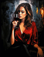 Без бренда «Девушка в красном платье с бокалом вина» в Тольятти