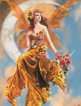 Цветочная фея сидит на луне