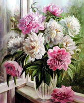 Без бренда «Пионы в прозрачной вазе у окна» в Тольятти