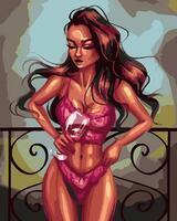 Без бренда «Девушка в нижнем белье с бокалом вина» в Тольятти